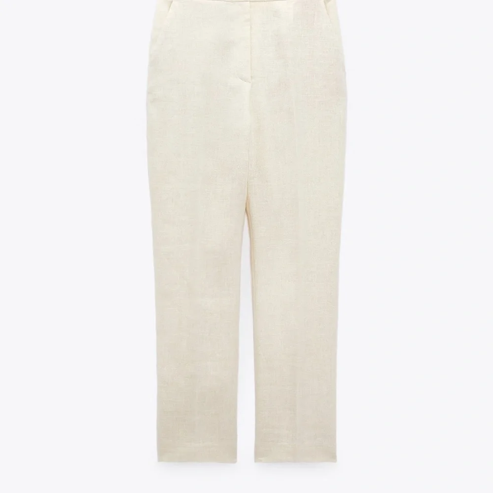 Zara limited edition linen blend metallic linen trousers